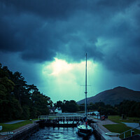 Buy canvas prints of Boat in the Scottish Highlands Canal  by Inca Kala