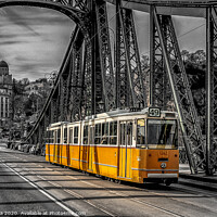 Buy canvas prints of Tram on Liberty Bridge Budapest by Inca Kala