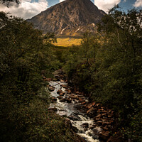Buy canvas prints of Up the River Towards Buchaille Etive Mor by Inca Kala