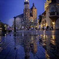 Buy canvas prints of Reflections of St Mary's Basilica in Krakow by Inca Kala