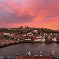 Buy canvas prints of Sunset sky over Whitby Harbour by Inca Kala