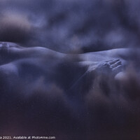 Buy canvas prints of Reclining nude in space clouds  by Inca Kala