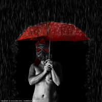 Buy canvas prints of Nude Goth Under A Red Umbrella by Inca Kala