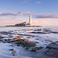 Buy canvas prints of St Mary's Lighthouse Sunrise by Andy Redhead