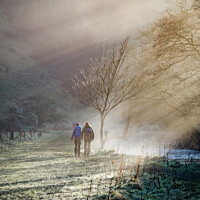 Buy canvas prints of Misty morning walk in Wolfscote Dale by Robert Maddocks