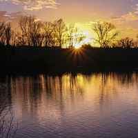 Buy canvas prints of Sunset at Leybourne Lakes by Stewart Nicolaou