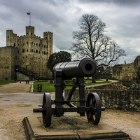 Buy canvas prints of Rochester Castle And Cannon by Stewart Nicolaou