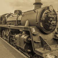 Buy canvas prints of Steam Train at Sheringham by Stewart Nicolaou