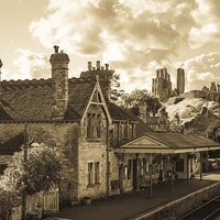 Buy canvas prints of Corfe Train Station by Stewart Nicolaou