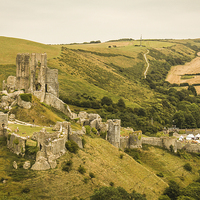 Buy canvas prints of Beautiful Corfe Castle  by Stewart Nicolaou