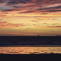 Buy canvas prints of Broadhaven beach at sunset by Lindsay Read