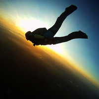 Buy canvas prints of sunset skydive track by Ewan Cowie