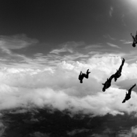 Buy canvas prints of skydive in the clouds by Ewan Cowie