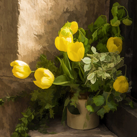 Buy canvas prints of Tulips in the Porch   by John Pinkstone