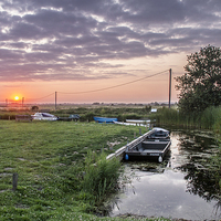 Buy canvas prints of  Sunset at Somerton Staithe, Norfolk by James Taylor