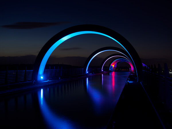 The Falkirk Wheel at night. Picture Board by Tommy Dickson