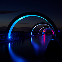 Buy canvas prints of The Falkirk Wheel at night. by Tommy Dickson