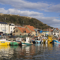 Buy canvas prints of A Serene Escape Scarborough Harbour by Tommy Dickson
