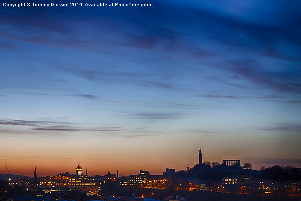 Edinburghs Majestic Night Skyline Picture Board by Tommy Dickson
