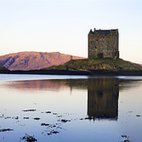 Buy canvas prints of Castle Stalker Panoramic by Tommy Dickson