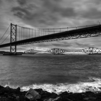 Buy canvas prints of Forth Bridges Scotland. by Tommy Dickson