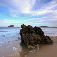 Buy canvas prints of Bass Rock at Seacliff Beach by Tommy Dickson