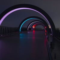 Buy canvas prints of Falkirk Wheel at night by Tommy Dickson