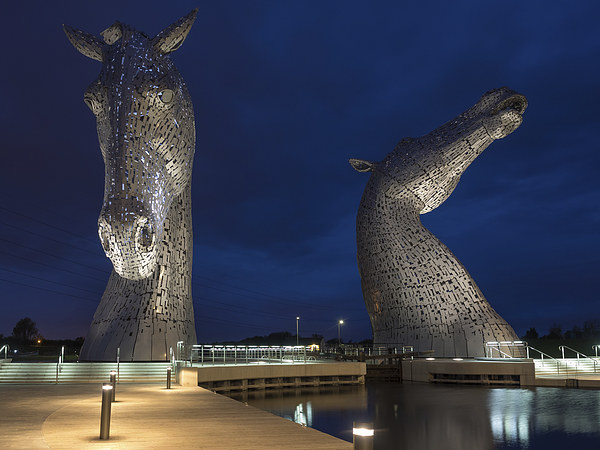 Illuminated Kelpies at Night Picture Board by Tommy Dickson