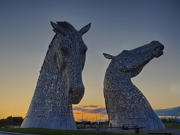 Kelpies Sunset Picture Board by Tommy Dickson
