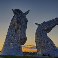 Buy canvas prints of Kelpies Sunset by Tommy Dickson