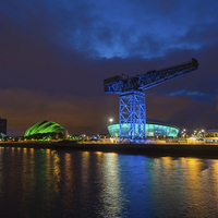 Buy canvas prints of Glittering Glasgow Nightscape by Tommy Dickson
