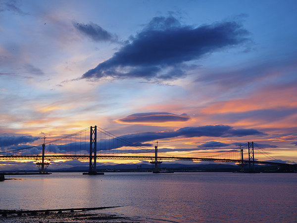 Forth Bridges Sunset Picture Board by Tommy Dickson