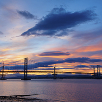 Buy canvas prints of Forth Bridges Sunset by Tommy Dickson