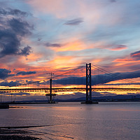 Buy canvas prints of Majestic Sunset on the Forth Bridges by Tommy Dickson