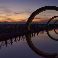 Buy canvas prints of Falkirk Wheel just after sunset. by Tommy Dickson