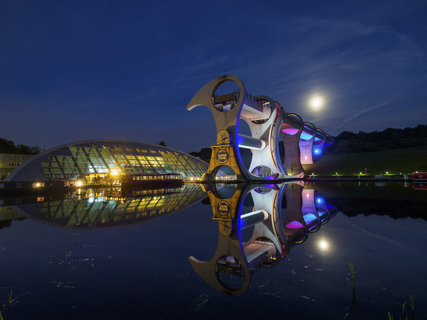 The Falkirk Wheel at night.  Picture Board by Tommy Dickson
