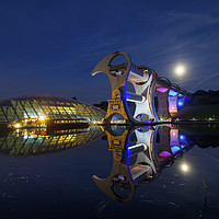 Buy canvas prints of The Falkirk Wheel at night.  by Tommy Dickson