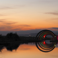 Buy canvas prints of Falkirk Wheel at sunset. by Tommy Dickson