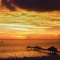 Buy canvas prints of Glowing Gulf Sunset by Tommy Dickson