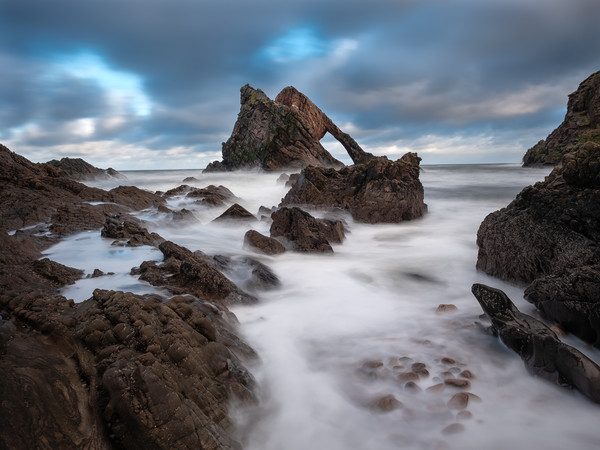 Bow Fiddle Rock, Portnockie., Scotland.  Picture Board by Tommy Dickson