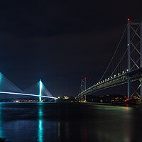 Buy canvas prints of The Queensferry Crossing and Forth Road Bridge. by Tommy Dickson
