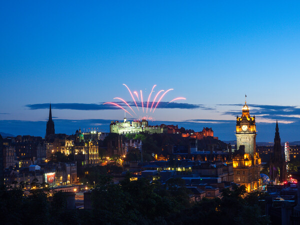 Edinburgh Festival Fireworks over the castle.  Picture Board by Tommy Dickson