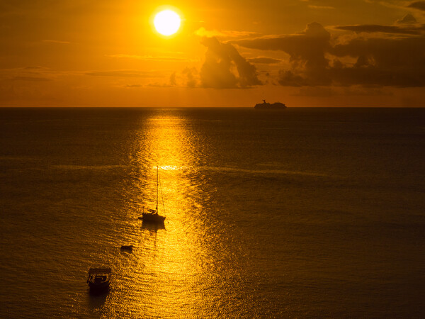 Caribbean Sunset - Saint Lucia. Picture Board by Tommy Dickson