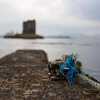 Buy canvas prints of Knotted rope on jetty at Castle Stalker. by Tommy Dickson