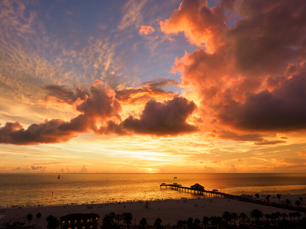 Fiery hues over Pier 60, Clearwater.  Picture Board by Tommy Dickson