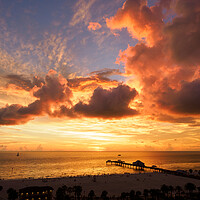 Buy canvas prints of Fiery hues over Pier 60, Clearwater.  by Tommy Dickson