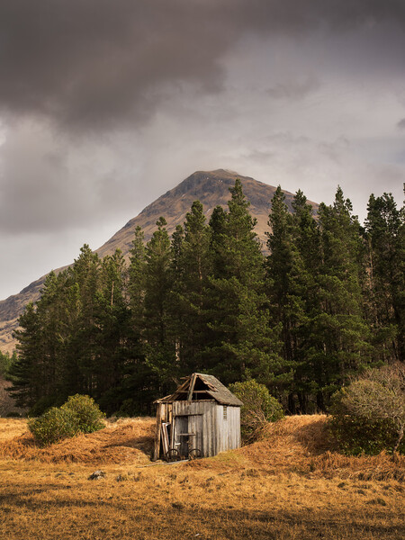 Glen Etive Hut & Bike. Picture Board by Tommy Dickson