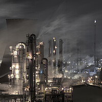 Buy canvas prints of Grangemouth Industry At Night. by Tommy Dickson