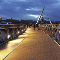 Buy canvas prints of The Peace Bridge, Londonderry by Vivienne Beck