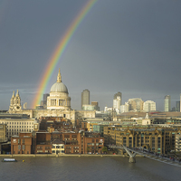 Buy canvas prints of  Rainbow over St Paul's Cathedral, London by ann stevens